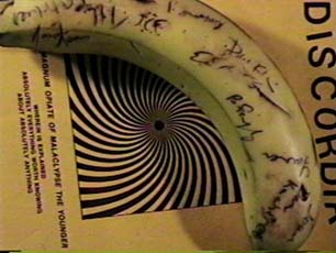 OK, We walked around Harvard Square drunk
off our ass one night and had people sign our banana, met alot of cool people, you should try it some time!